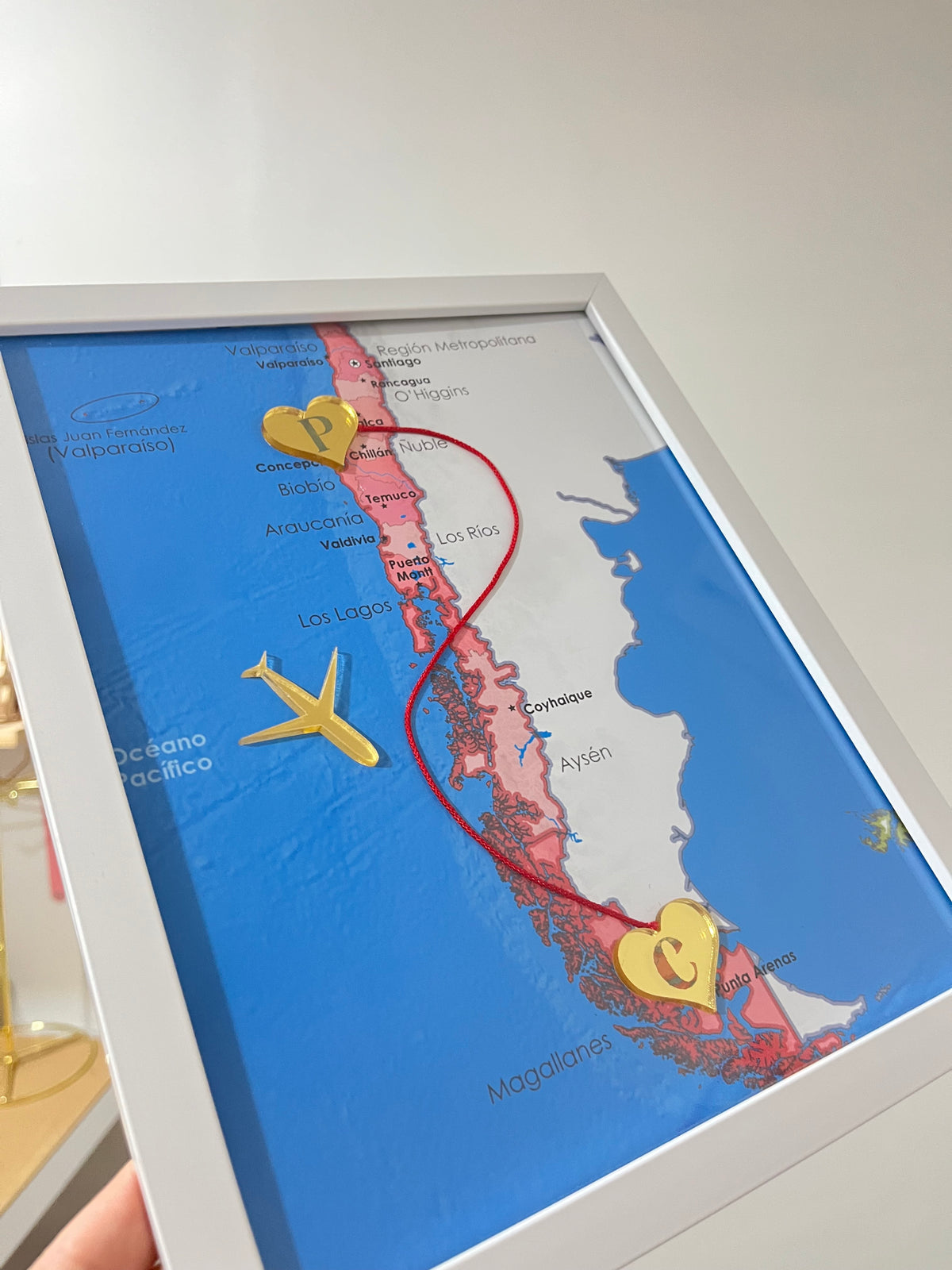 Cuadro Amor a Distancia Personalizado | Mapa con Hilo Rojo y Corazones ❤️