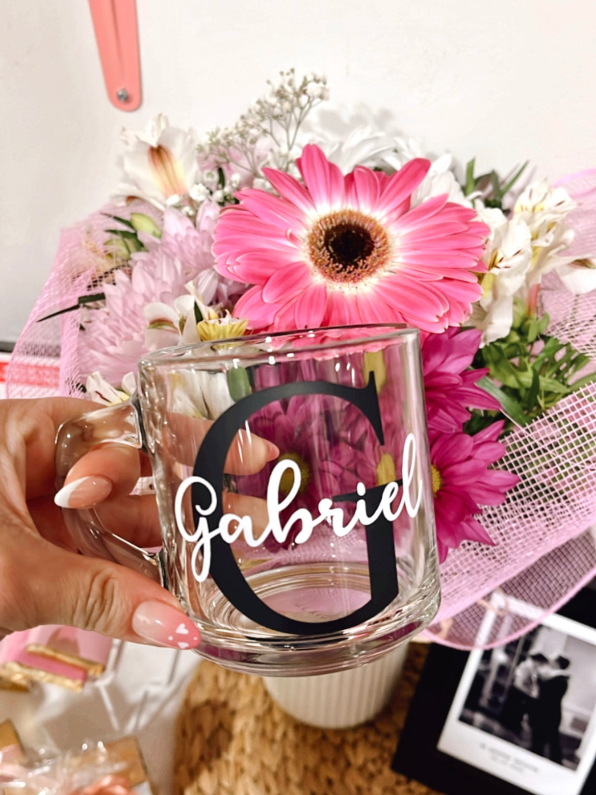 Un Cafecito con Tu Nombre | Taza de vidrio personalizada