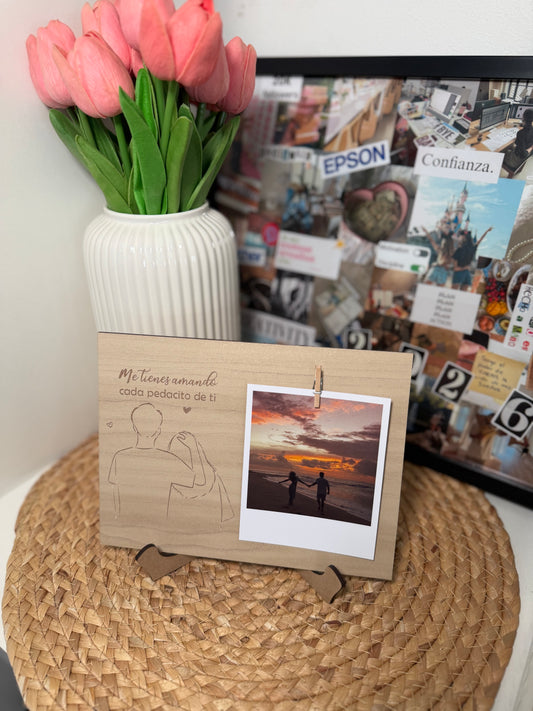 Cuadro de Madera “Me tienes amando cada pedacito de ti” | Regalo Personalizado