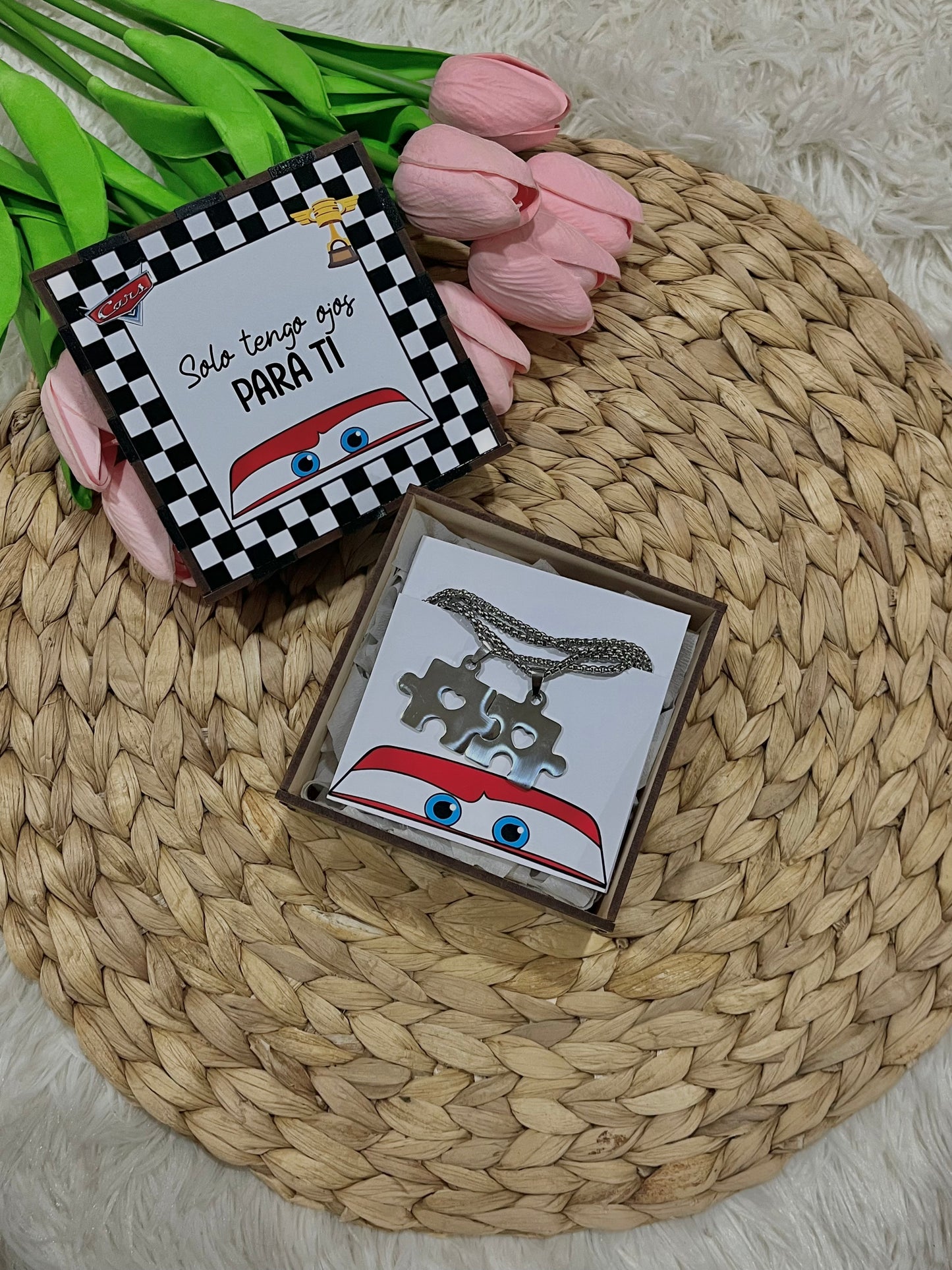 Collares para Parejas Cars – Un Pedacito de Ti Siempre Conmigo ❤️